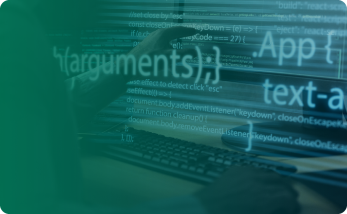 A person typing on a laptop with code on the screen